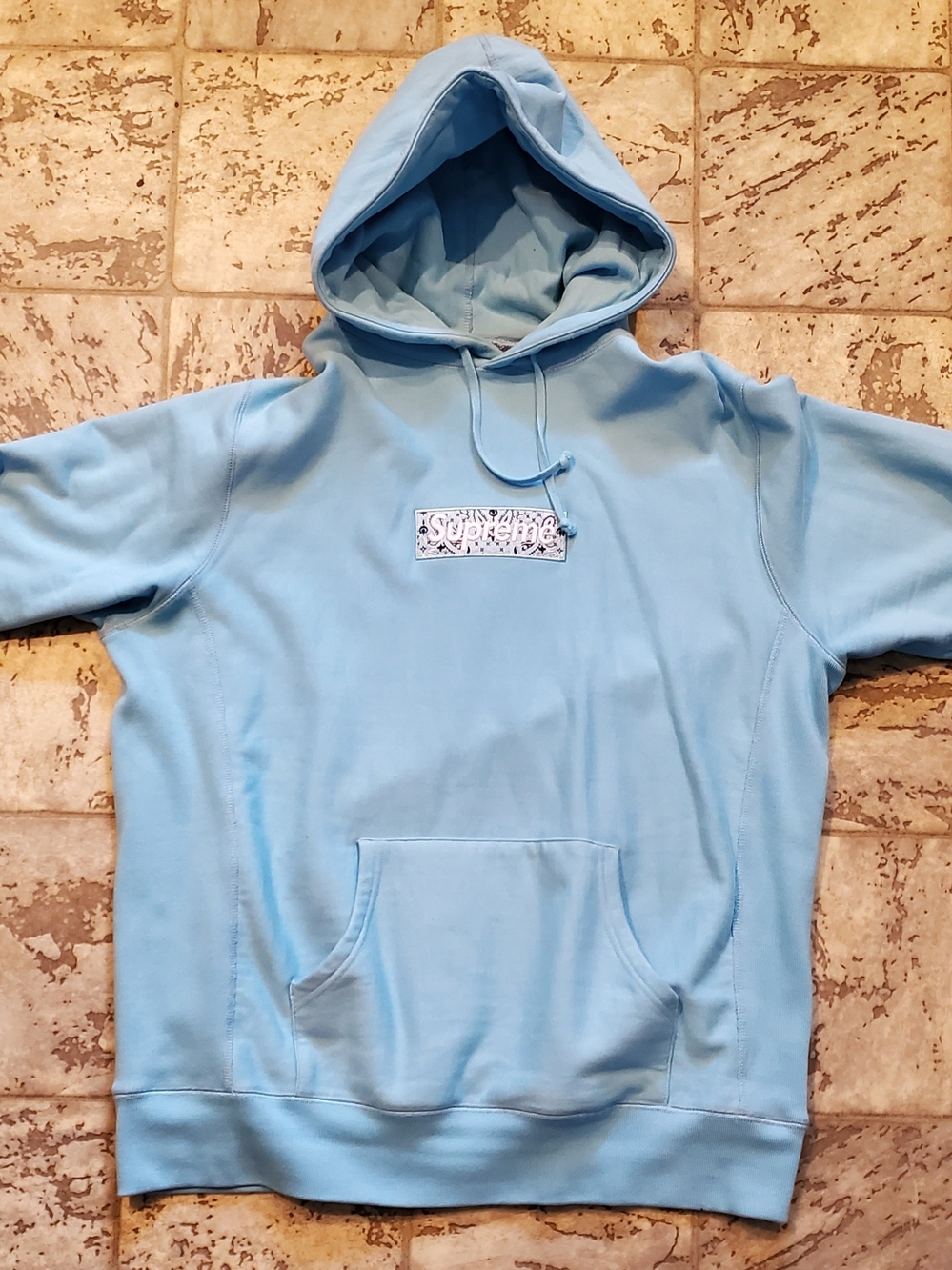 Supreme Bandana Sweartshirt Light Blue Size Large